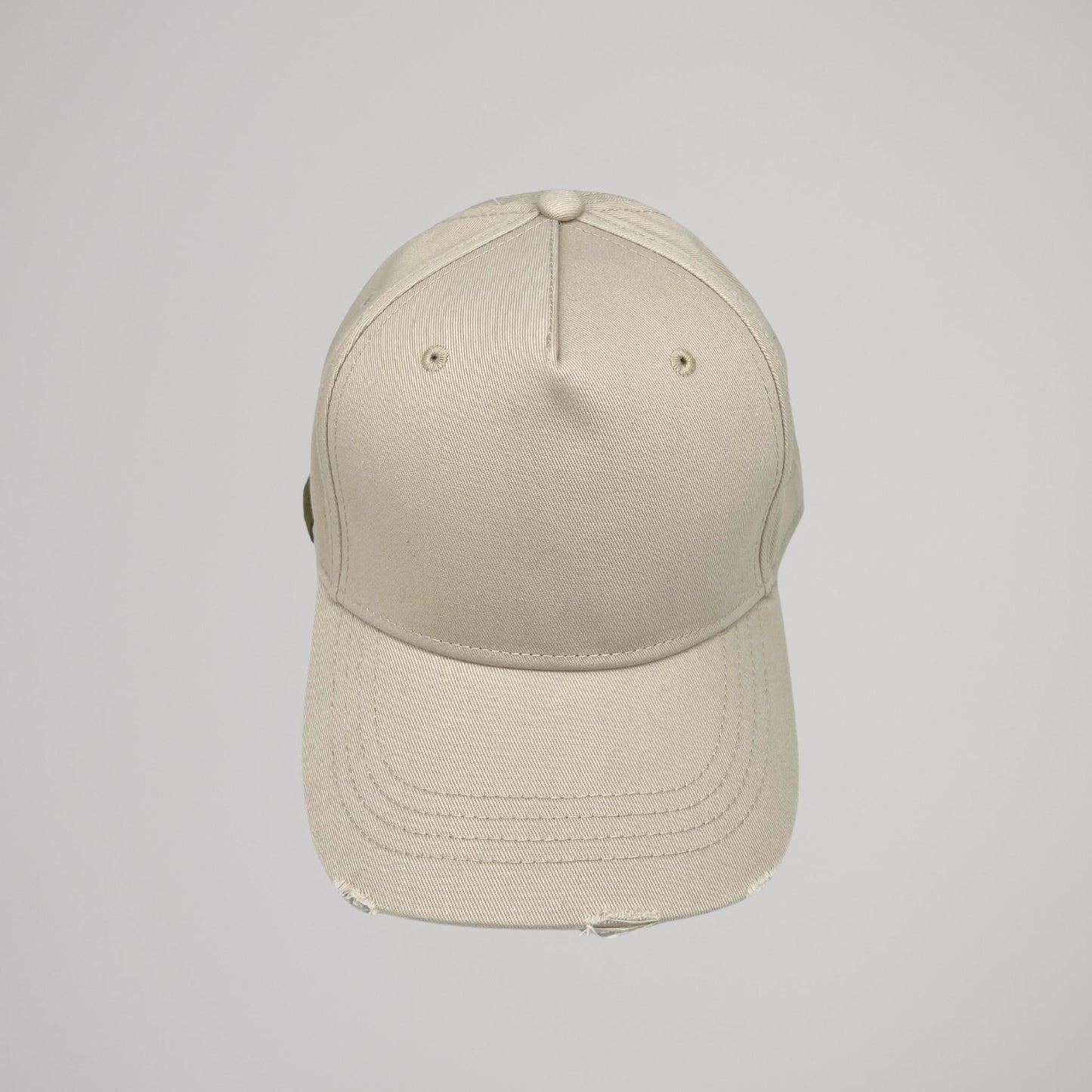 Cappellino Beige Ricamo Verde