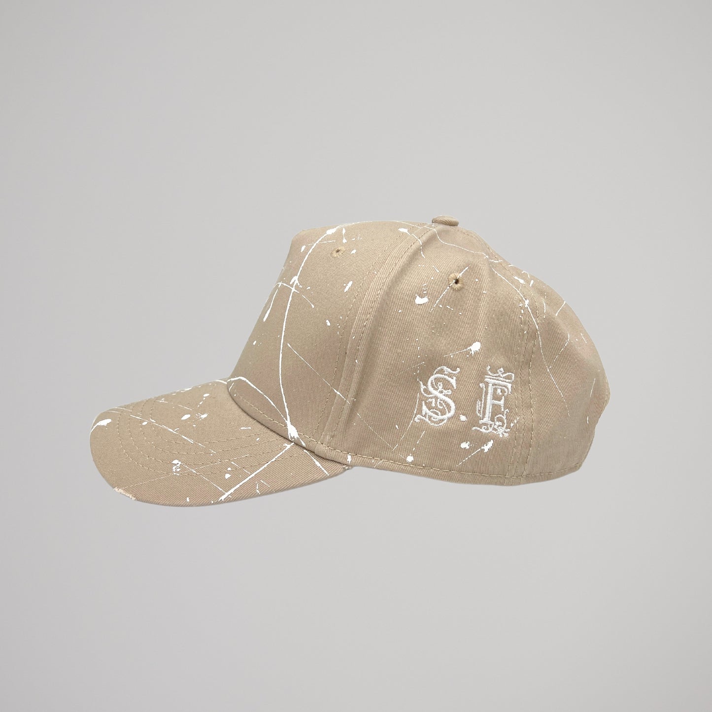Cappellino Beige Schizzi Bianchi