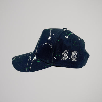 Cappellino Blu Schizzi Bianchi e Verdi