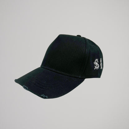 Cappellino Nero Ricamo Crema