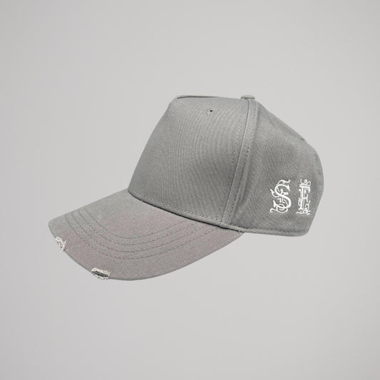 Cappellino Grigio Ricamo Blu